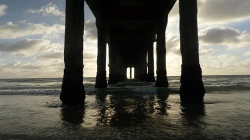California Sunset Beach Drone View