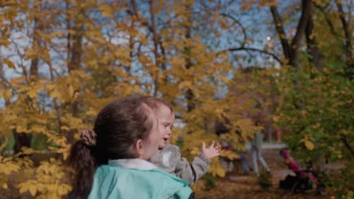 Family Autumn Stroll Gentle Family Walk Surrounded By Vibrant Autumn Foliage Serene Family Moment