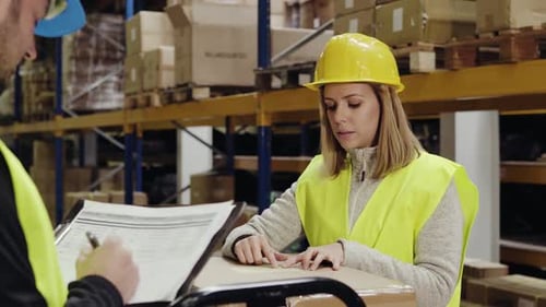 Warehouse Workers Working Together.