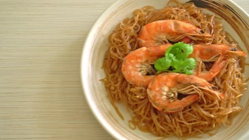 Casseroled or Baked Shrimp with Glass Noodles or Shrimp potted with vermicelli