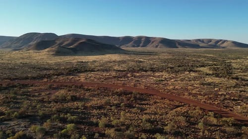 Rural road in the Australian desert in the Karijini Area of Western Australia.