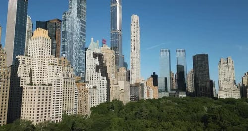 Aerial shot of "Central Park Tower" residential building, Manhattan, New York