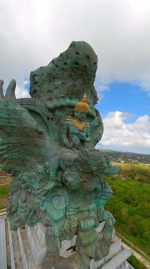 Cinematic FPV Shot of Garuda Wisnu Kencana Statue in Bali Indonesia