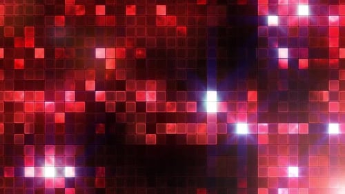 Red Disco Square Tiles Shimmering Wall Background Loop