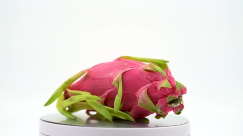 Dragon fruit (Pitaya) close up on white background isolated 4K