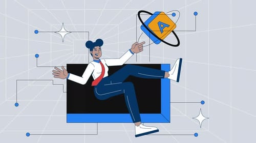 Entrée dans la dimension de la bibliothèque numérique avec une animation multimédia 2D à clé d'ordinateur