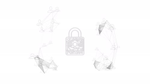 Plexus Background of Triangles with Icons of Locks and Dots in the Vertices Light Diagram Part 2