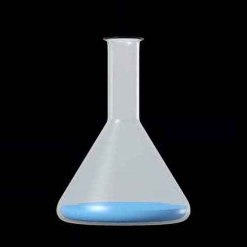 3D Animation of Conical Flask Filling with Blue Liquid