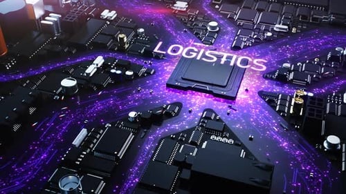 logistics of the big city . city in the style of computer components with the effect of computing