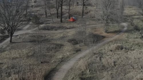 a large winter forest camping site filmed at LOG profile.