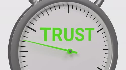 Animated Trust Meter with Stopwatch Hand Filling Up