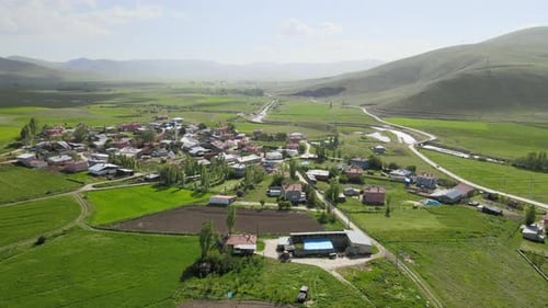 aerial village spring