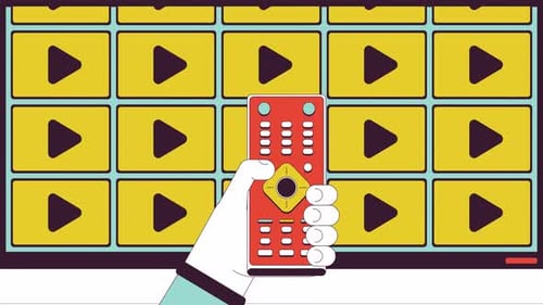 Streaming de mídia na linha de TV: animação de desenho animado