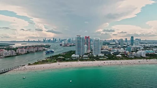 Miami Beach South Beach Miami Beach Skyline Miami Cityscape Aerial View Top View of Miami Coastline