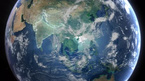 Orbit terrestre réaliste et zoom : frontières lumineuses en Inde