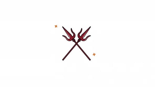 Animated Religious Trident Icon with Sparkle Effects