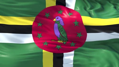 Dominica National Flag Waving Loop Animation