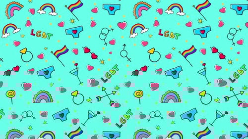 Animated LGBTQ+ Pride Doodle Pattern Background Loop