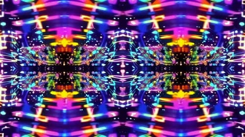 Boucle VJ en kaléidoscope au néon abstrait avec gel géométrique vibrant