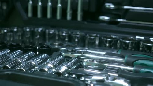 Chrome Tool Kit in Black Tool Box