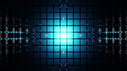 Würfelförmige Wand mit reflektierten weißen und himmelblauen Lichtern, VJ-Loop-Hintergrundanimation