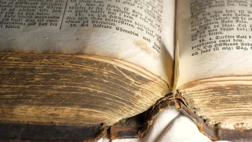 Antique Book with Weathered Pages and Leather Cover