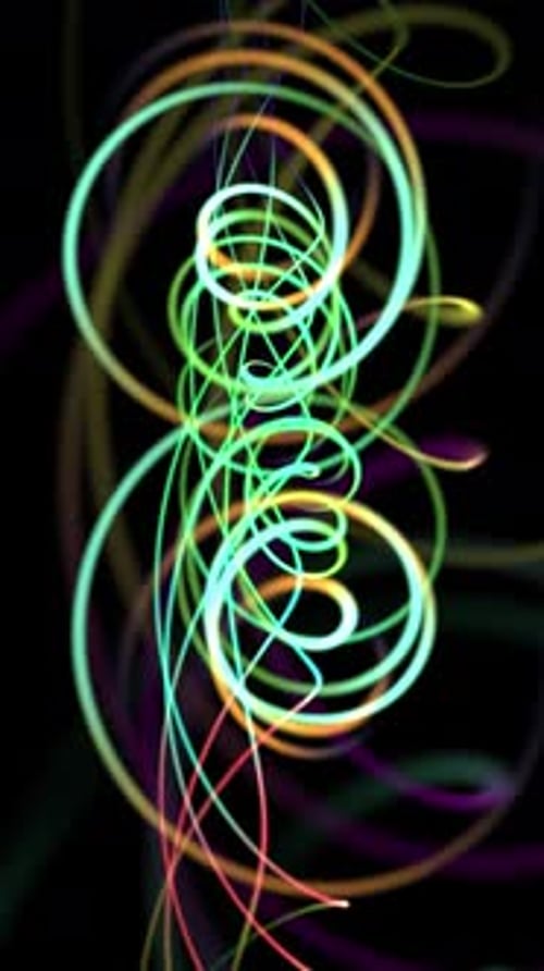 Perpetual Energy - Background Loop - XII - Colourful Glowing Fractal Flow - Vertical Screen