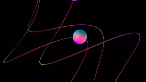 Abstract Neon Spheres Connected by Flowing Dynamic Lines