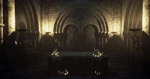 Mysterious Ancient Crypt Chamber Flythrough Animation