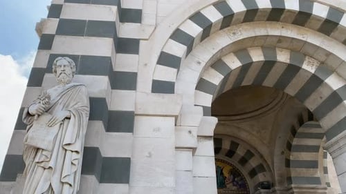 Basilica Notre Dame Marseille belfry bell tower, France, close-up