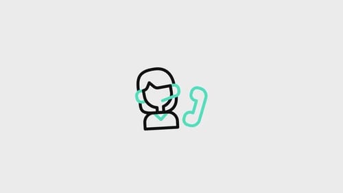 Animated Support Icon with Person and Phone
