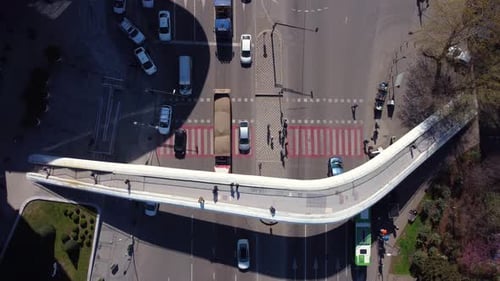 Pedestrian Bridge And Crosswalk On The Street