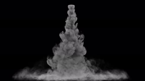 Rising Smoke Plume on Black Background