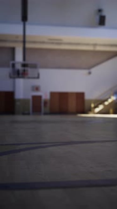 Blurry Basketball Court With Hoop