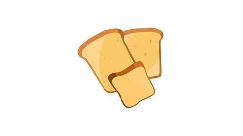 Animated Falling Bread Slices Flat Design