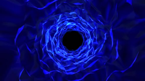 Abstract 3d blue tunnel background, futuristic tunnel made of blue glowing sapphire glass