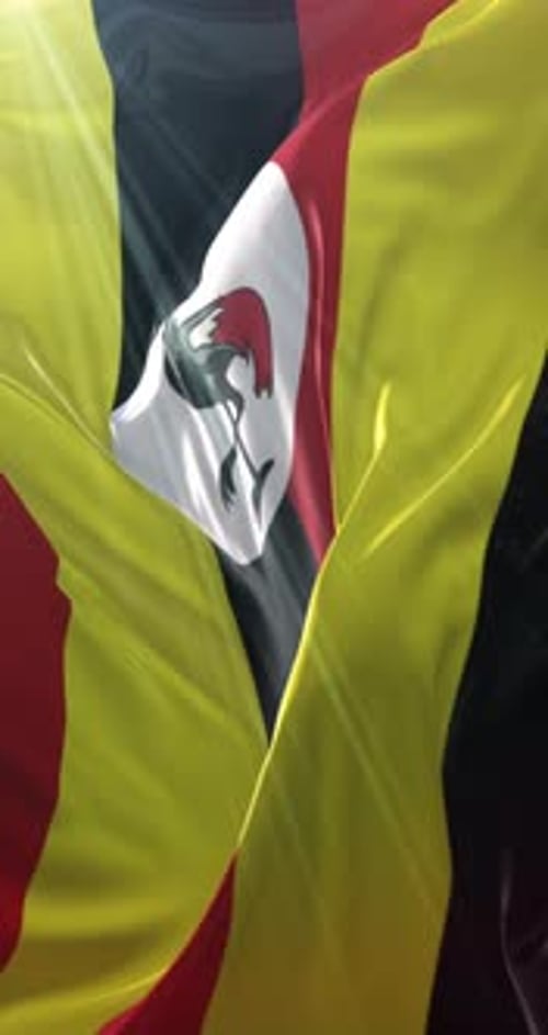 Realistic Waving Uganda Flag Vertical Loop