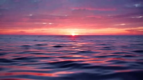 Cinematic Ocean Sunset with Gentle Rolling Waves
