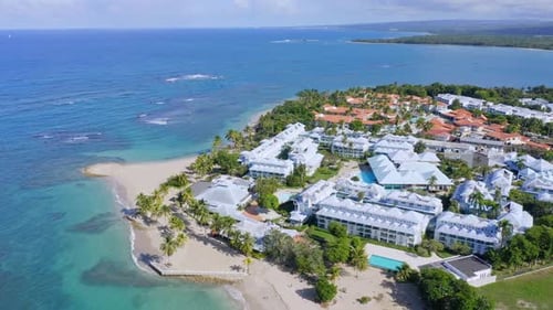 4-star Hotel At Playa Dorada Beach At Summer In Puerto Plata, Dominican Republic. - aerial