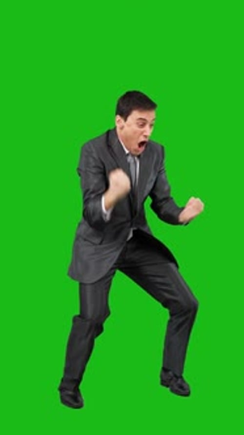 Excited Man Celebrating the Victory of His Team Chroma Key