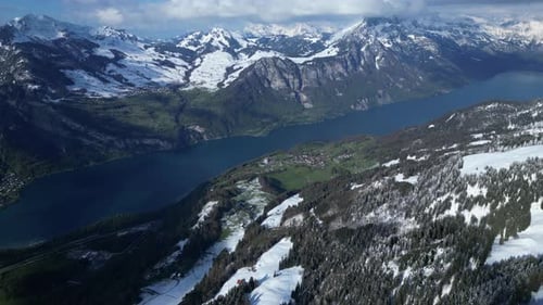 Aerial view of Fronalpstock during daytime in Glarus, Switzerland.