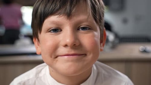 Portrait of Smiling Caucasian Elementary School Boy