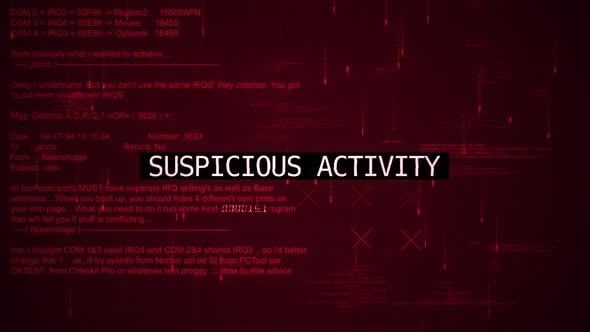 Suspicious Activity Warning Text On Hacking Background Screen V02 ...