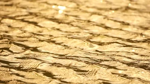 Sun Reflecting on Sparkling Sea Lake Water Surface Ocean at Sunset Sunrise Sunrays Flickering in