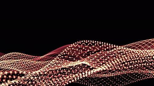 Waves of White and Red Particles Dots Seamless Loop 3d Animation