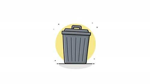 Animated Flat Design Trash Can Icon
