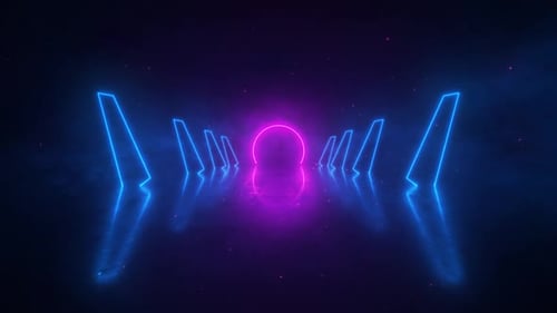 Neon Lights Tunnel Party Background 01