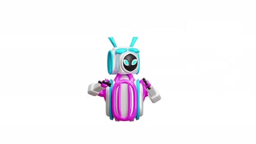 Cute Futuristic Robot Character Simple Posing Animation