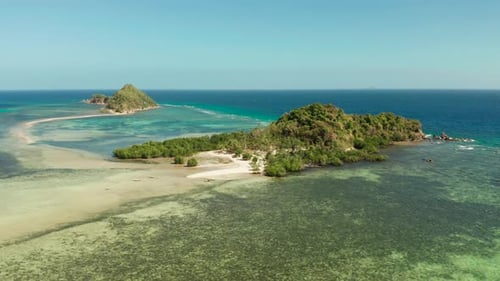 Tropical Island with Sandy Beach Philippines Palawan