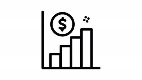 Animated Financial Growth Bar Graph Line Icon